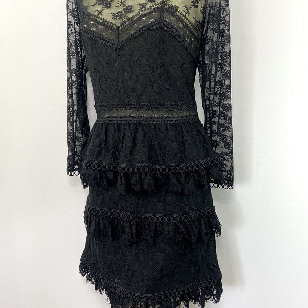 The Kooples Dress “Moonlight “ Black Lace Ruffle NWOT Sz Medium~6 - Picture 3 of 8